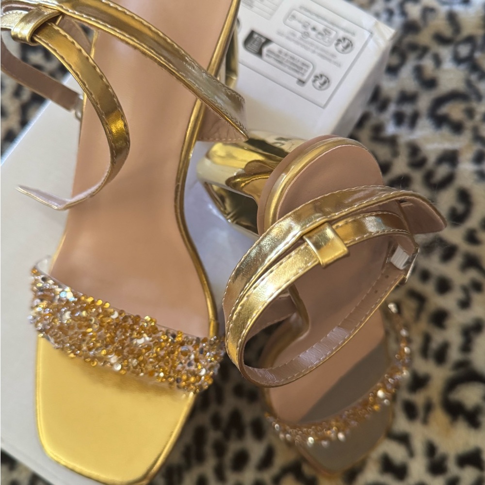 Elegant Gold Strappy Heels